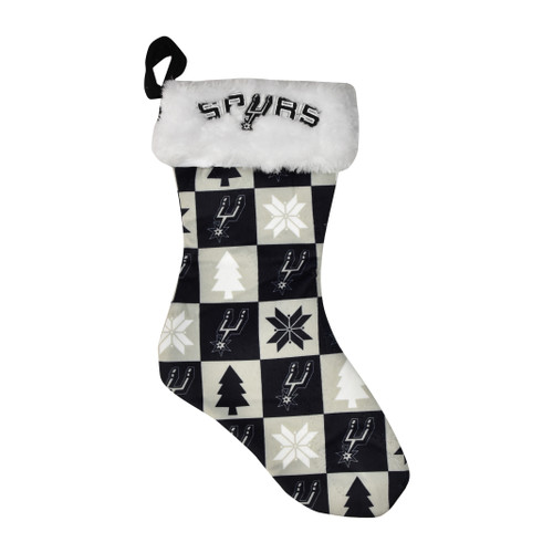 San Antonio Spurs Novelty FOCO Christmas Checkered Stocking - Black