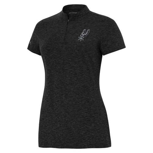 San Antonio Spurs Women's Antigua SportsWEAR Heirloom Primary 1/4 Zip Polo - Black