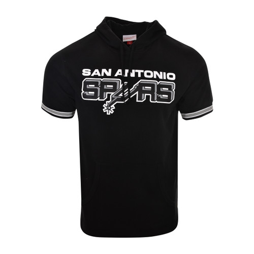 San Antonio Spurs Men's Mitchell and Ness Short Sleeve Hoodie - Black