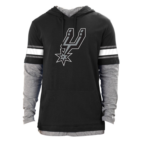 San Antonio Spurs Men's New Era Hoodie Pouch Long Sleeve Shirt - Black and Gray