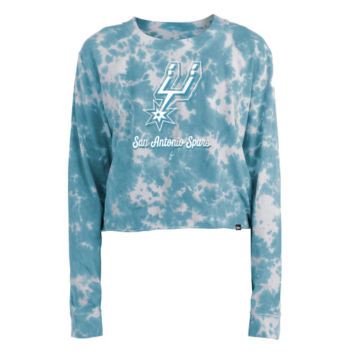 San Antonio Spurs Women's New Era Cropped Long Sleeve Crew - Teal and White