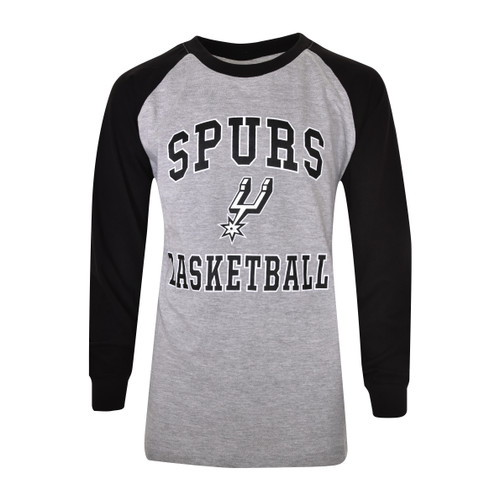 San Antonio Spurs Men's Fanatics Contrast Raglan Long Sleeve - Gray and Black