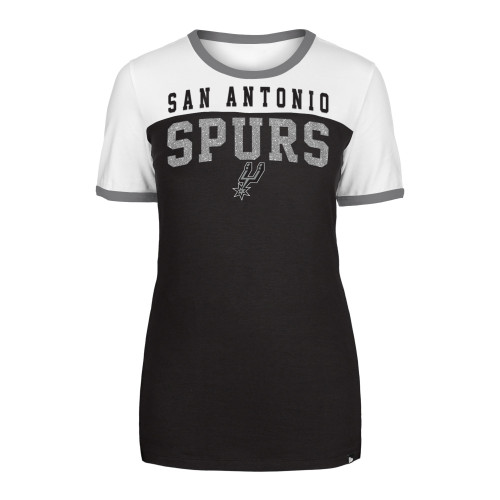 San Antonio Spurs Women's New Era Black and White Stretch Jersey Color Block T-Shirt