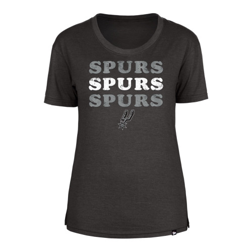 San Antonio Spurs Women's New Era Black Drop Shoulder Open Back T-Shirt