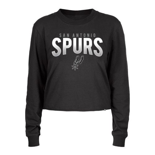 San Antonio Spurs Women's New Era Black Wordmark Cropped Pullover
