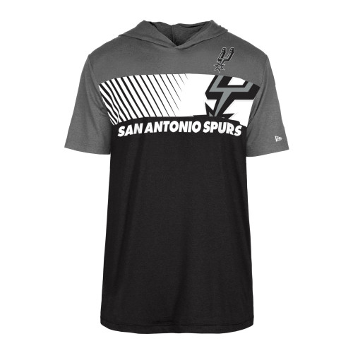San Antonio Spurs Men's New Era Brushed Spandex Hooded T-Shirt - Black