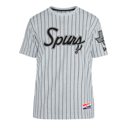 San Antonio Spurs Men's New Era Jersey Mesh Crew Neck T-Shirt - Black and Gray