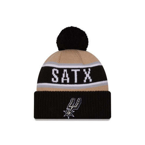 San Antonio Spurs Men's New Era 2024-2025 Draft Knitted Beanie - Beige