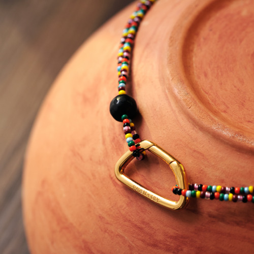 San Antonio Spurs Raven + Lily Gold Carabiner Bead Necklace