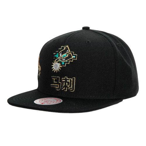 San Antonio Spurs Hats Mitchell and Ness Water Tiger Snapback Cap - Black