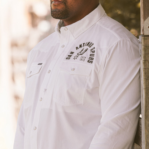 San Antonio Spurs Men's Poncho Outdoors Odessa Long Sleeve Button-up Shirt - White