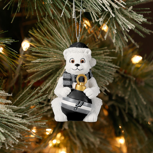 San Antonio Spurs FOCO Sitting Polar Bear Christmas Ornament