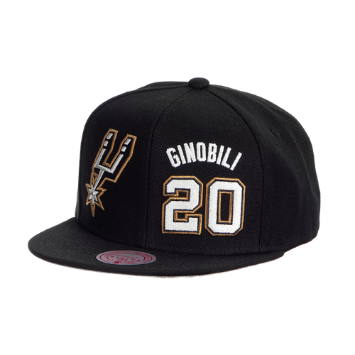 San Antonio Spurs Men's Mitchell and Ness #20 Manu Ginobili Trophies Snapback Cap - Black