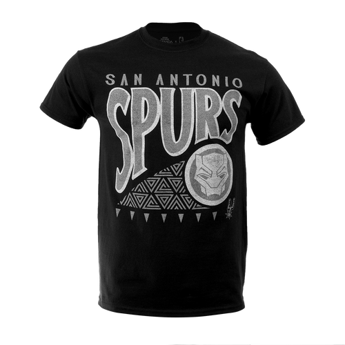 San Antonio Spurs Men's Junk Food X Marvel Black Panther Wakanda Pattern T-Shirt - Black