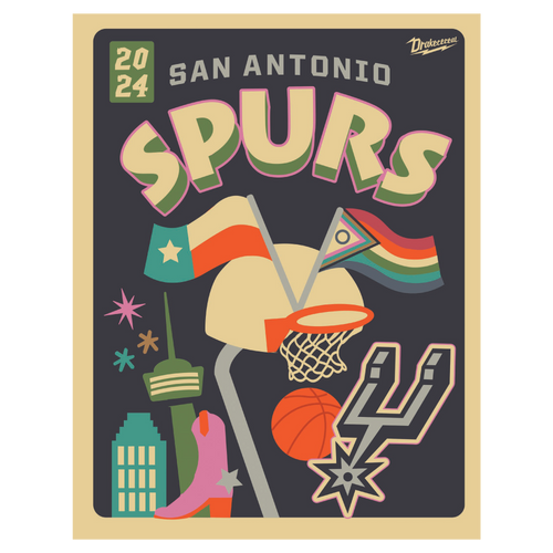 San Antonio Spurs x Rookie Made 2024 Pride Hoop and Flag 11x17 Poster
