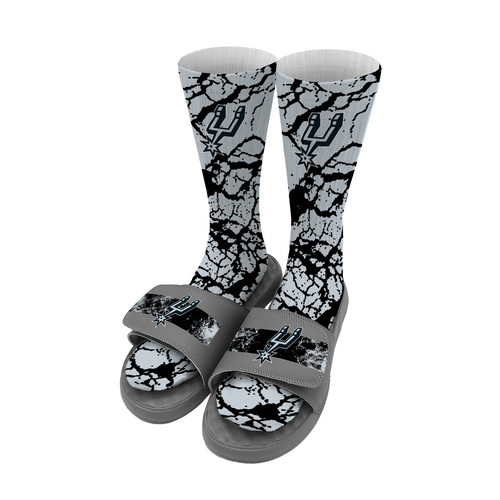 San Antonio Spurs iSlide Distressed Sock and Slide Bundle - Grey
