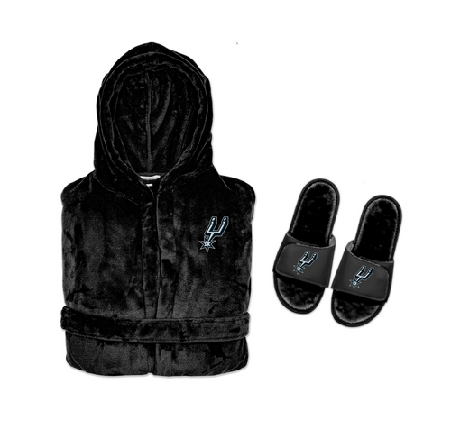 San Antonio Spurs iSlide Robe and Fur Slide Bundle - Black