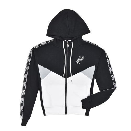 San Antonio Spurs Women's WEAR Black and White Geometric Zip Hoodie