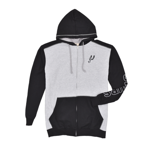 San Antonio Spurs Men's Fanatics Full Zip-Up Hoodie - Black and Gray