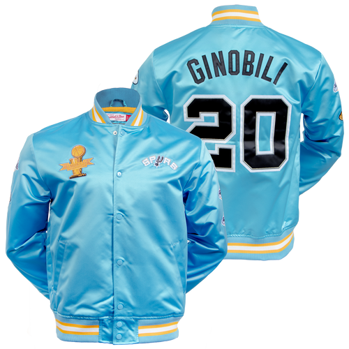 San Antonio Spurs Men's Mitchell and Ness Manu Ginobili Varsity Celebration Jacket - Blue